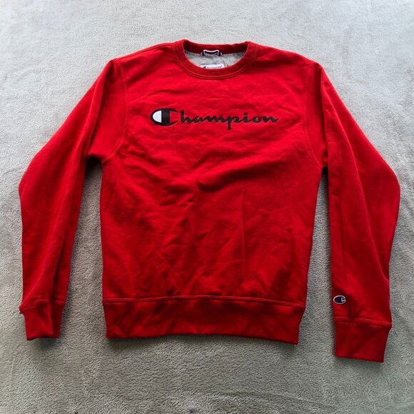 Champion Mens Sweatshirt Small Crew Neck Pullover Activewear Red Casual Classic - Picture 12 of 13